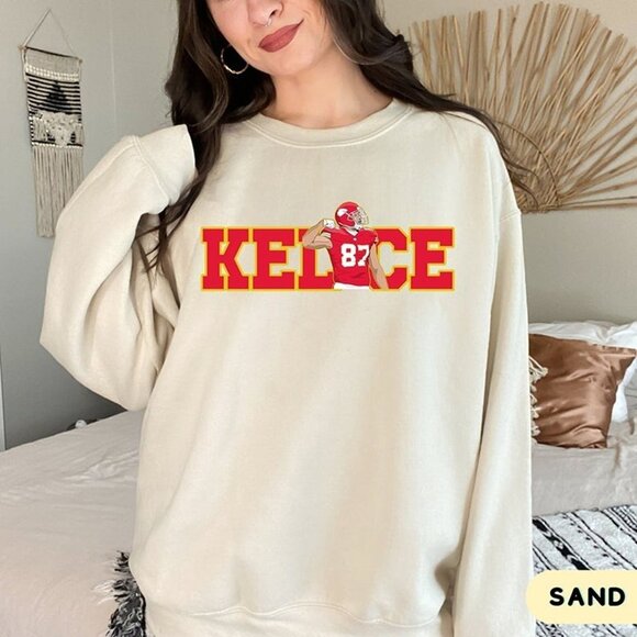 Travis Kelce Chiefs Sweatshirt Retro NFL Crewneck Kansas City Football Fan 79 - Picture 1 of 5